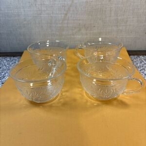 Sandwich Clear By Anchor Hocking Coffee Cup, 2 3/8” Tall, 3 3/4” W - Set Of 4